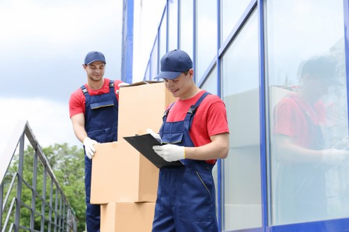 Front view of a Clapham man with van team preparing for a move